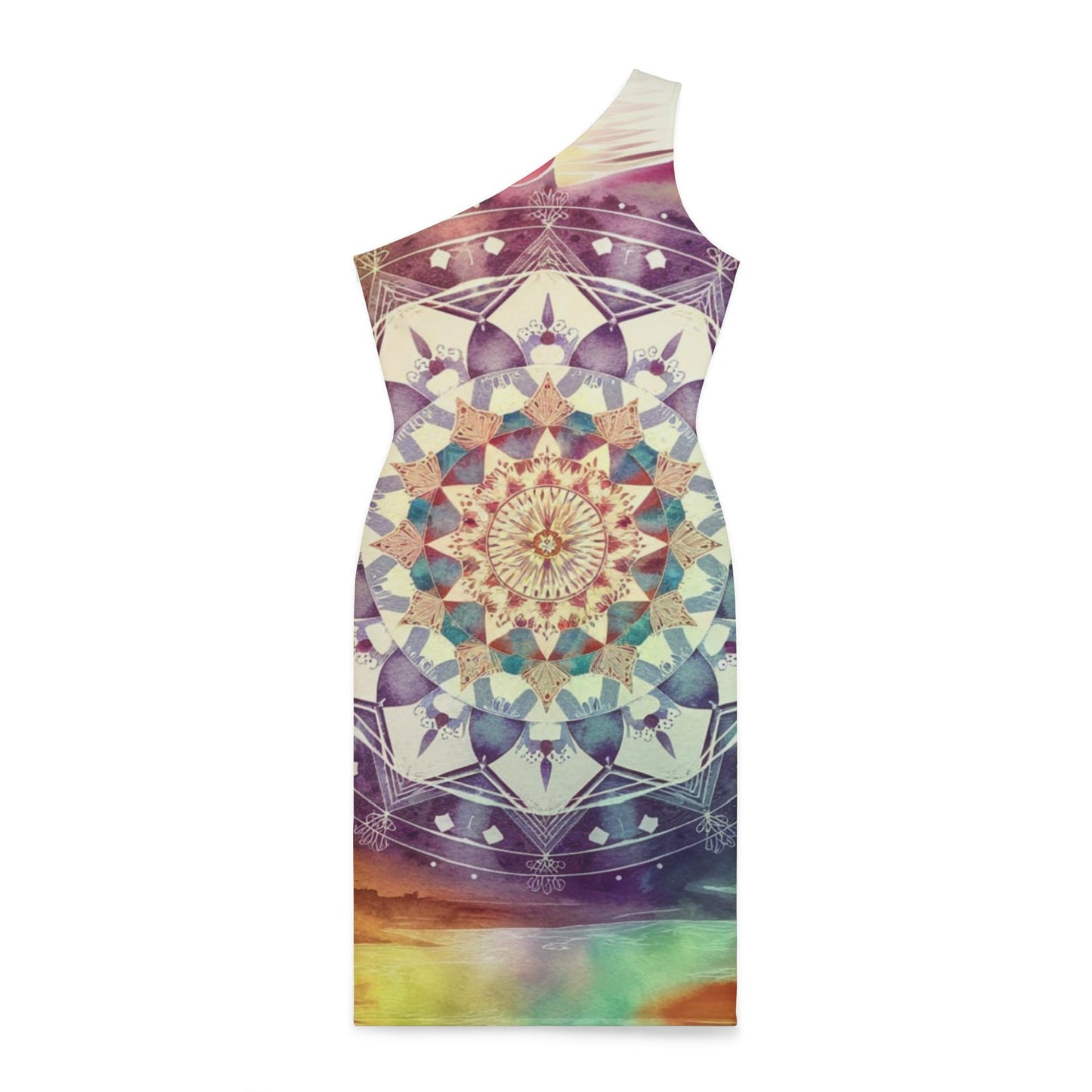 Geometric Pastel Rainbow, Shoulder Dress (AOP)