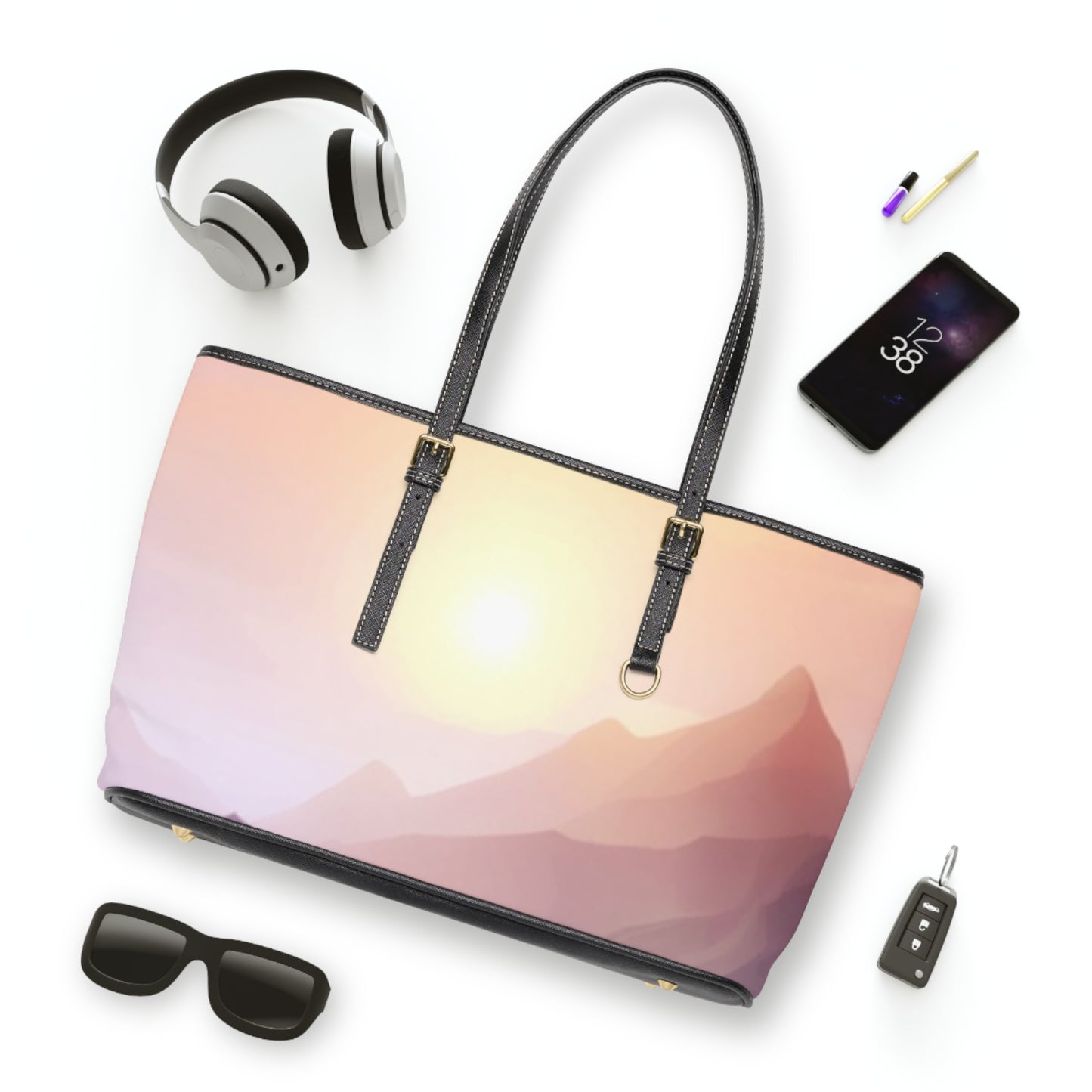 Purple Mountains Sun, PU Leather Shoulder Bag