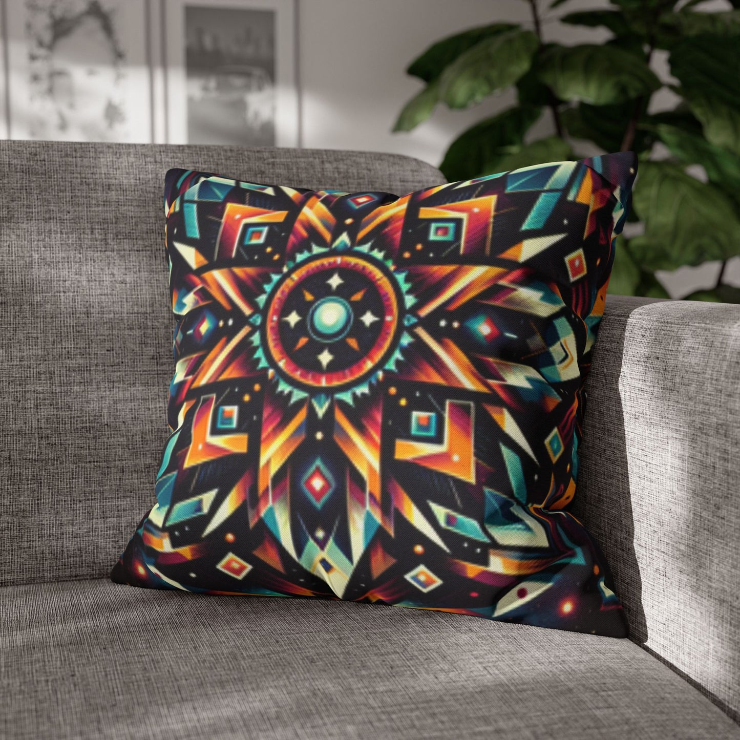 Geometric Tribal, Spun Polyester Square Pillowcase