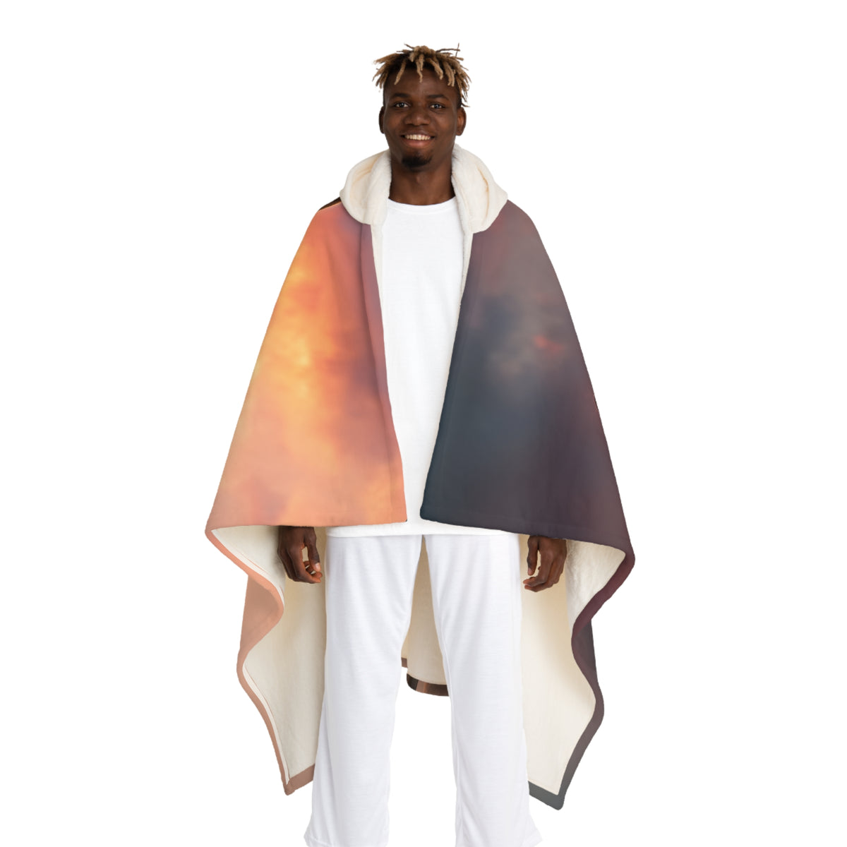 Running on Sunlight, Hooded Sherpa Blanket — Sunset Horse Print Cozy Fleece with Hood