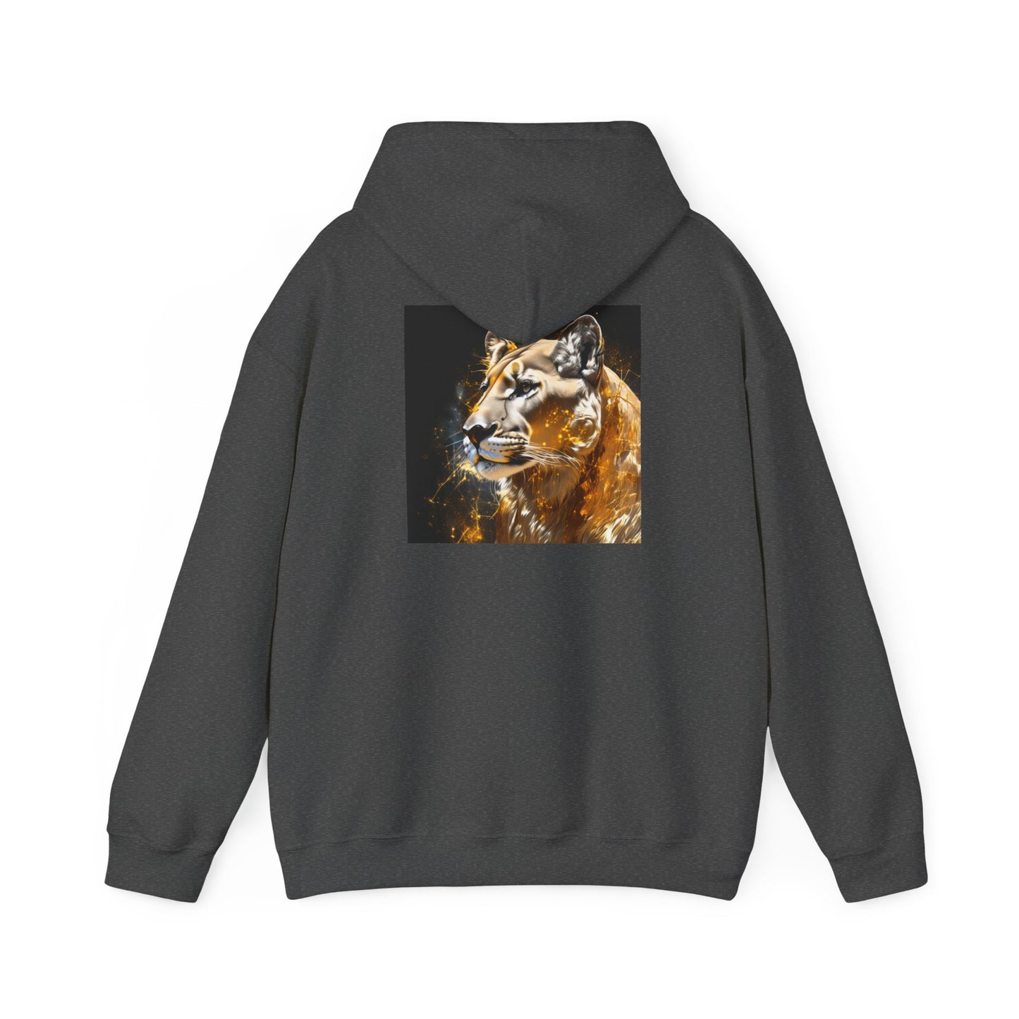 Golden Mountain Lion, Wildlife, Unisex Heavy Blend™ Hooded Sweatshirt, AI Assisted Design