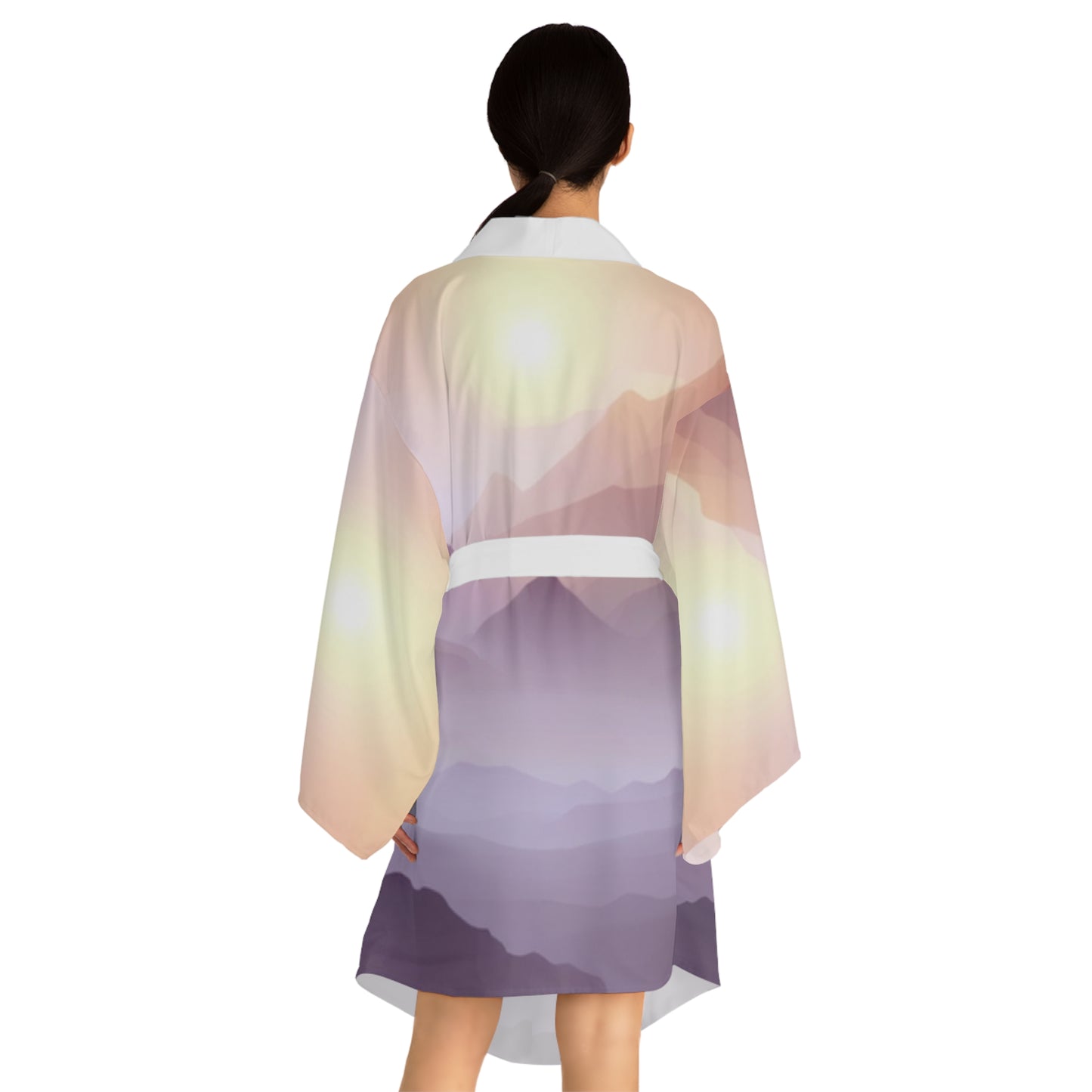 Purple Mountains, Long Sleeve Kimono Robe (AOP)