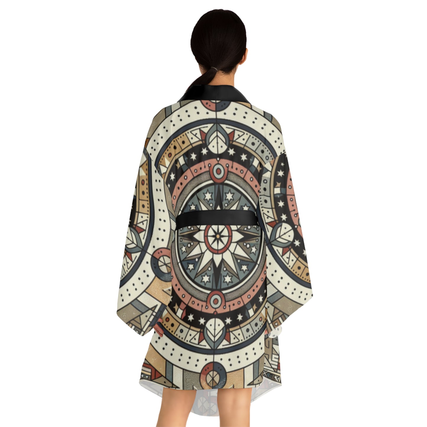 Sandstone, Long Sleeve Kimono Robe (AOP)