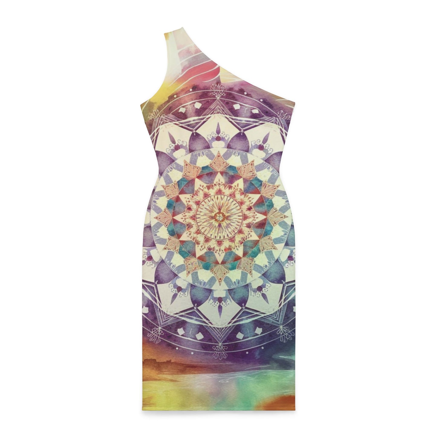 Geometric Pastel Rainbow, Shoulder Dress (AOP)