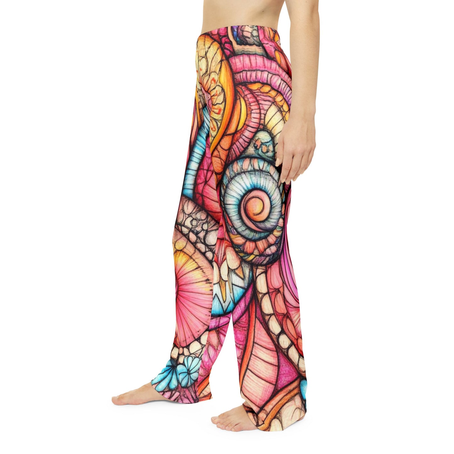 Abstract Seashell, Women's Pajama Pants (AOP)