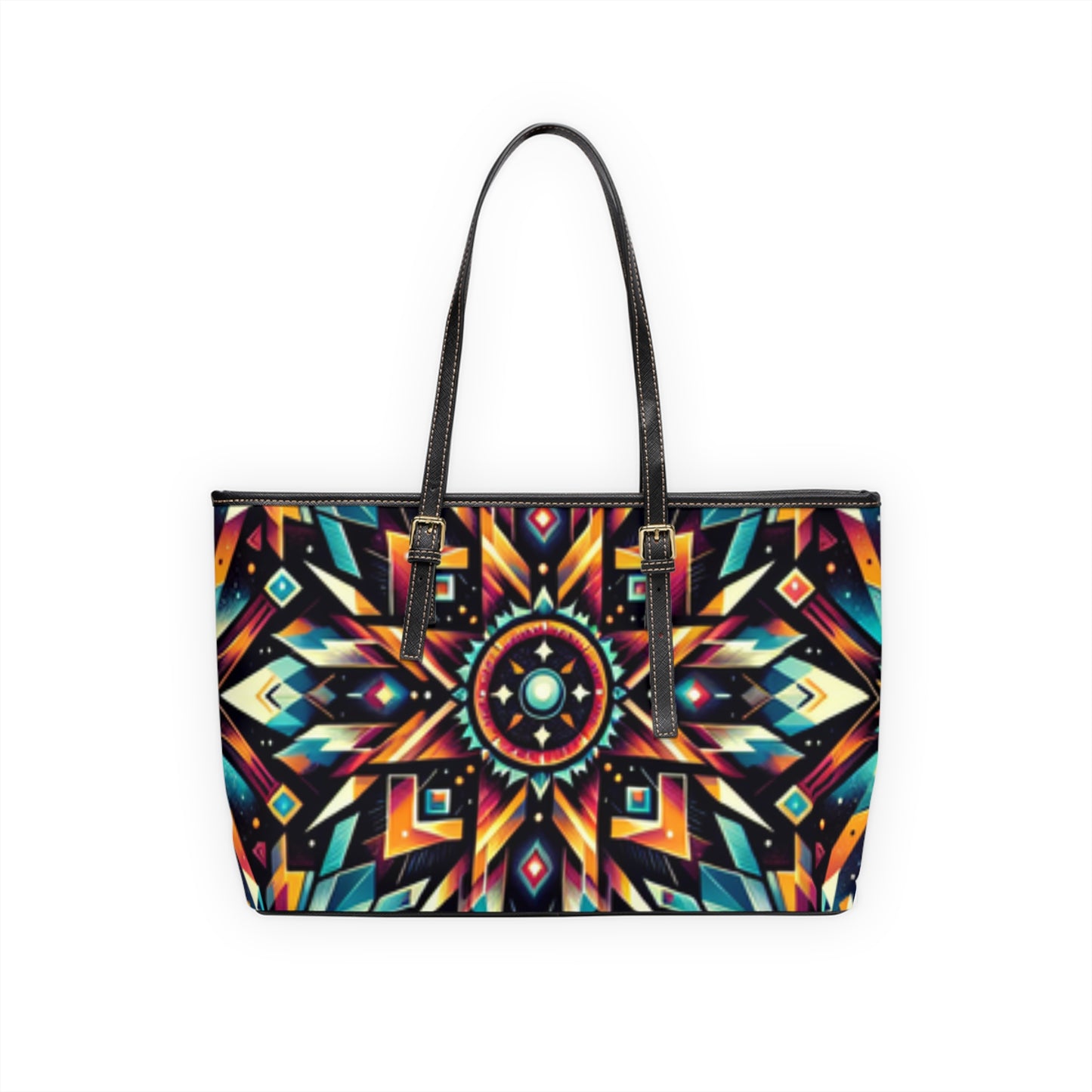 Geometric Tribal, PU Leather Shoulder Bag