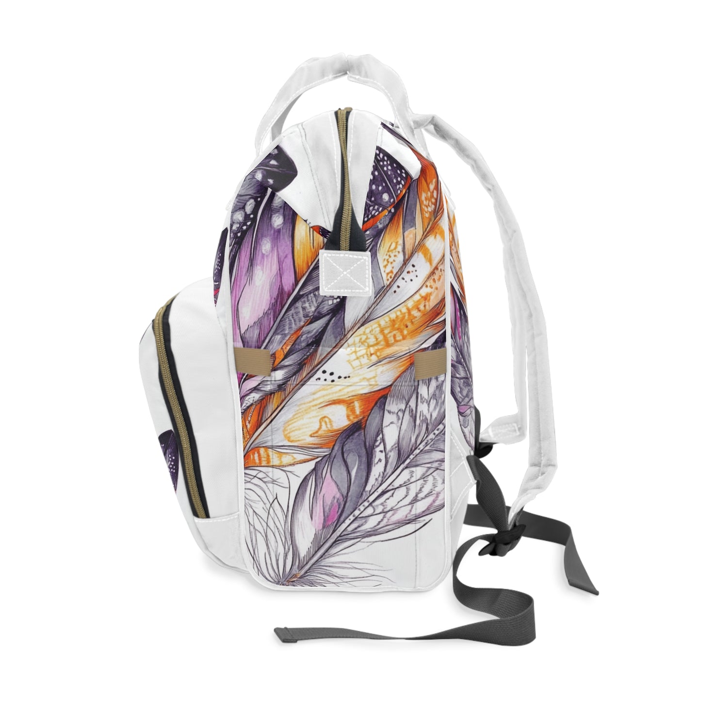 White Feathers, Multifunctional Diaper Backpack