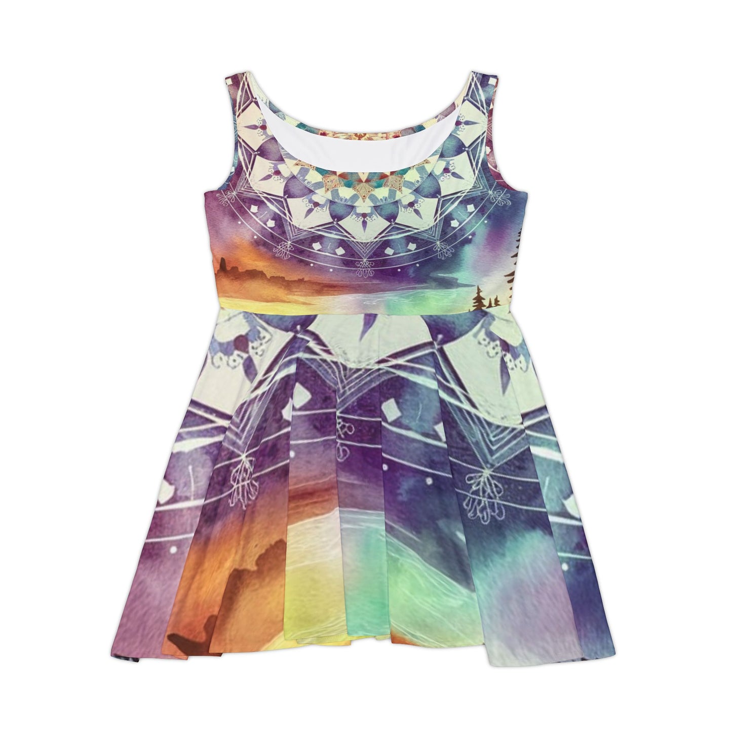 Geometric Pastel Rainbow, Women's Skater Dress (AOP)