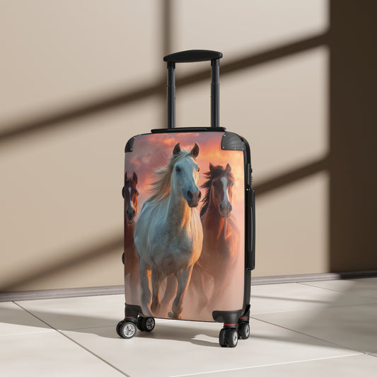 Running On Sunlight, Unique Easy Identify Travel Suitcase- Horses Suitcase — Scenic Wild Horse Carry-On Luggage