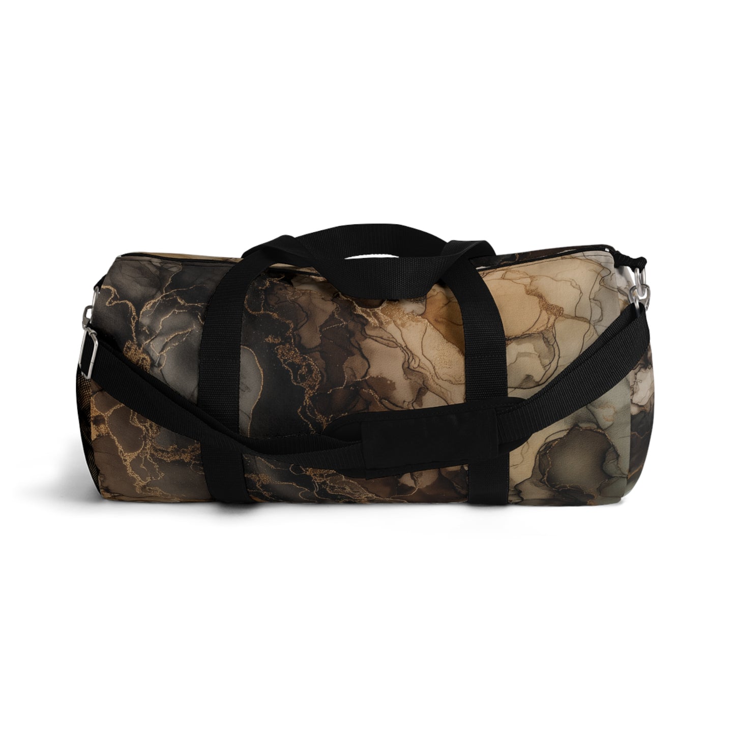 Earth Toned Watercolor, Marbled Smoke Duffel Bag – Abstract Brown Travel Gym Bag