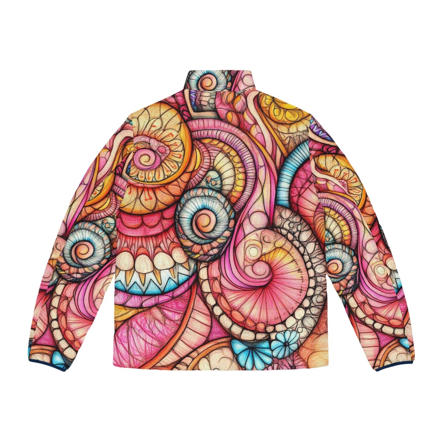 Abstract Seashell, Men's Puffer Jacket (AOP)