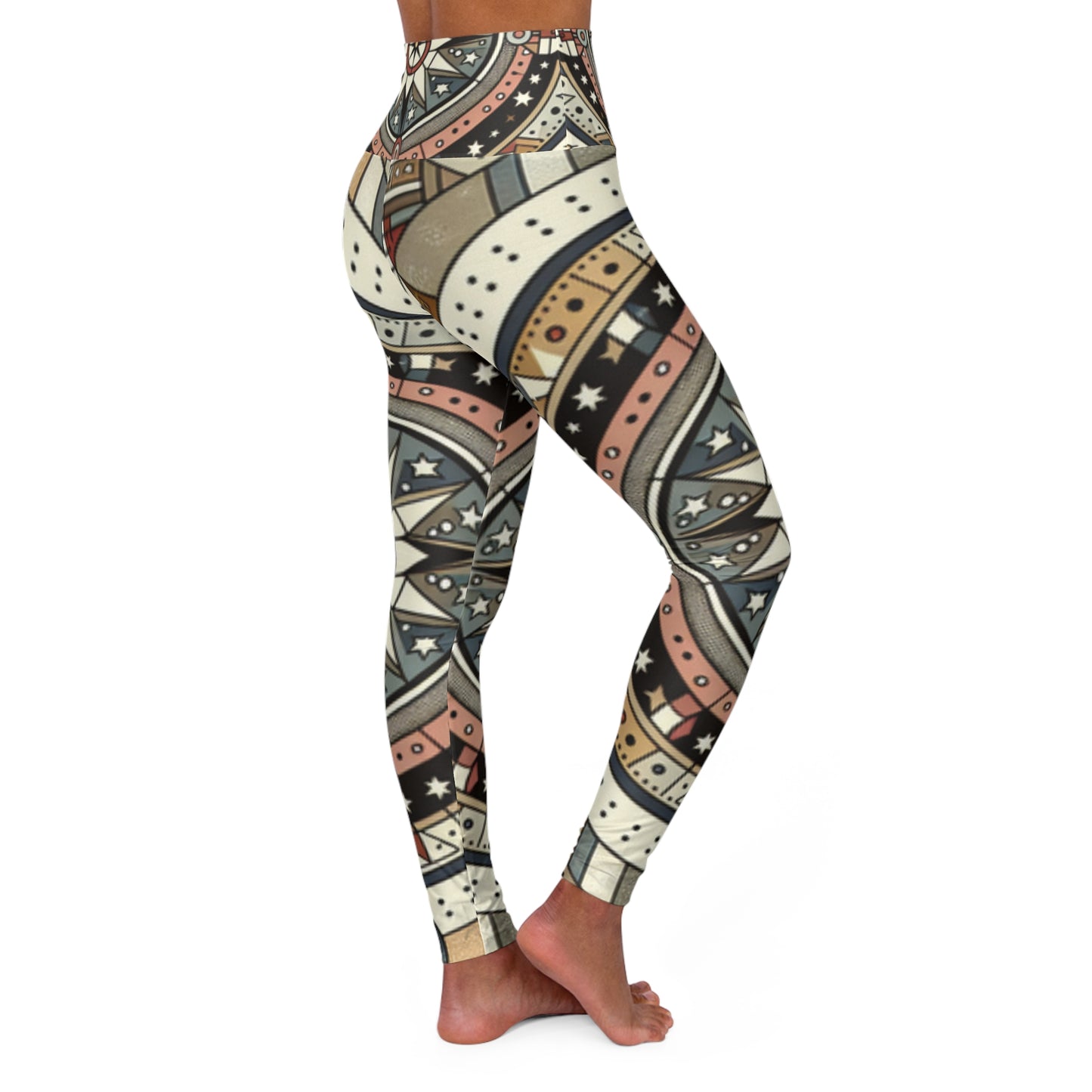 Sandstone, High Waisted Yoga Leggings (AOP)