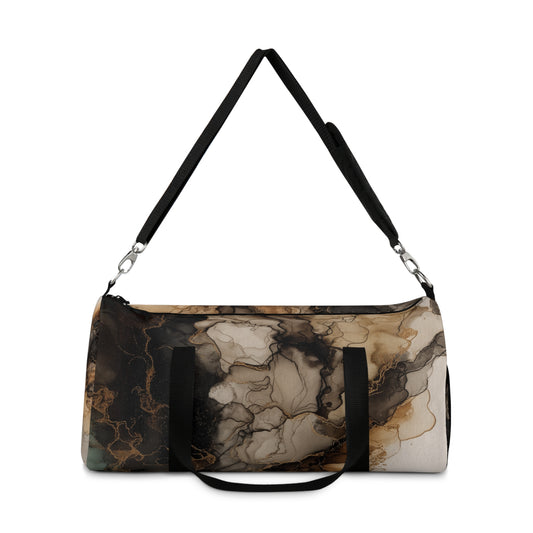 Earth Toned Watercolor, Marbled Smoke Duffel Bag – Abstract Brown Travel Gym Bag