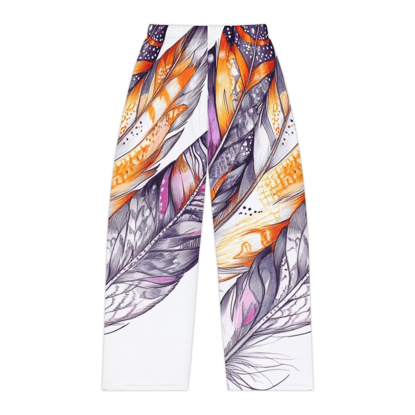 White Feathers, Women's Pajama Pants (AOP)