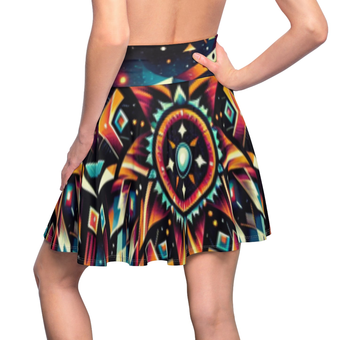 Geometric Tribal, Women's Skater Skirt (AOP)