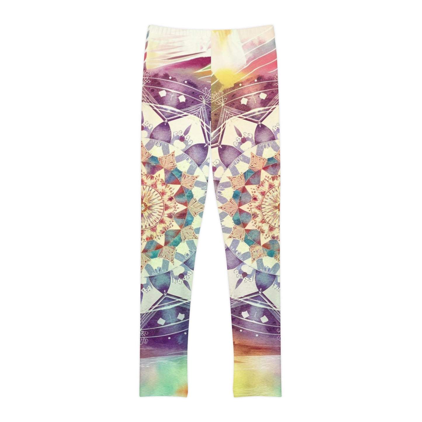 Geometric Pastel Rainbow, Youth Full-Length Leggings (AOP)