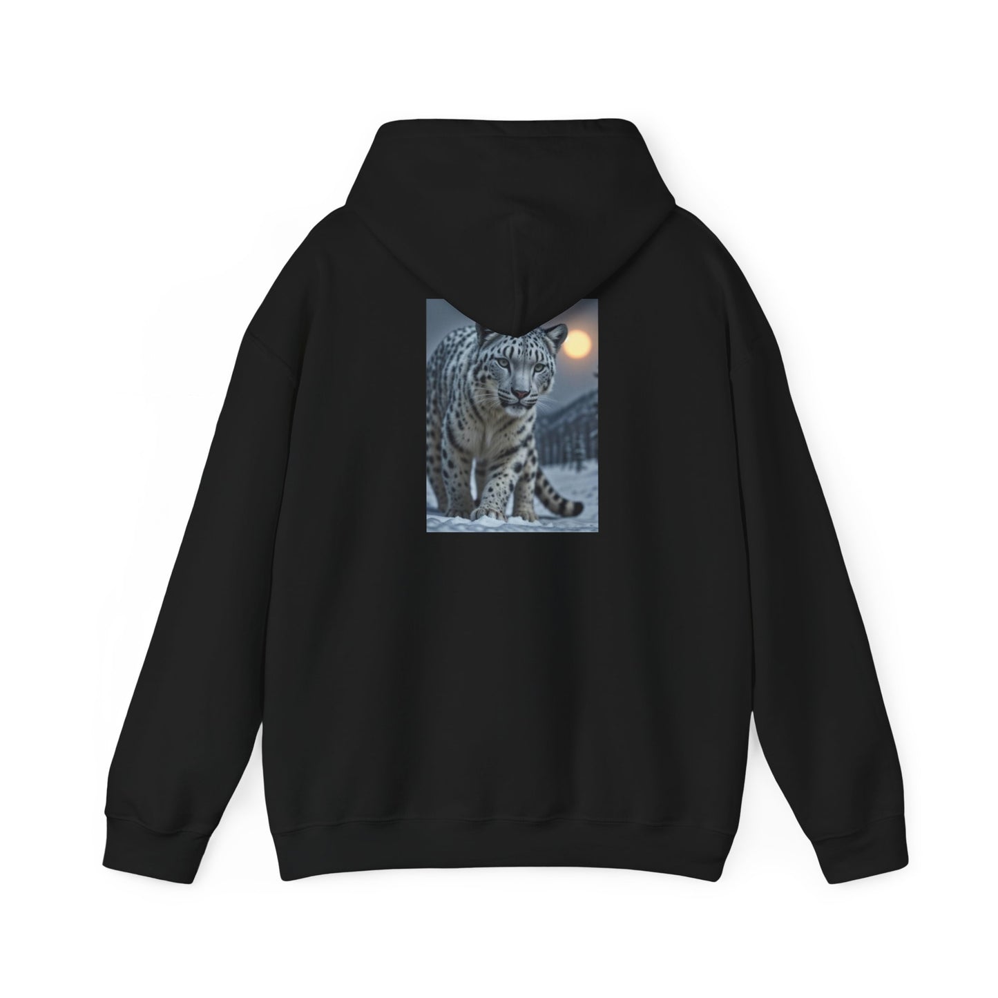 Snow Leopard Moon, Unisex Heavy Blend™ Hooded Sweatshirt, AI Assisted Design