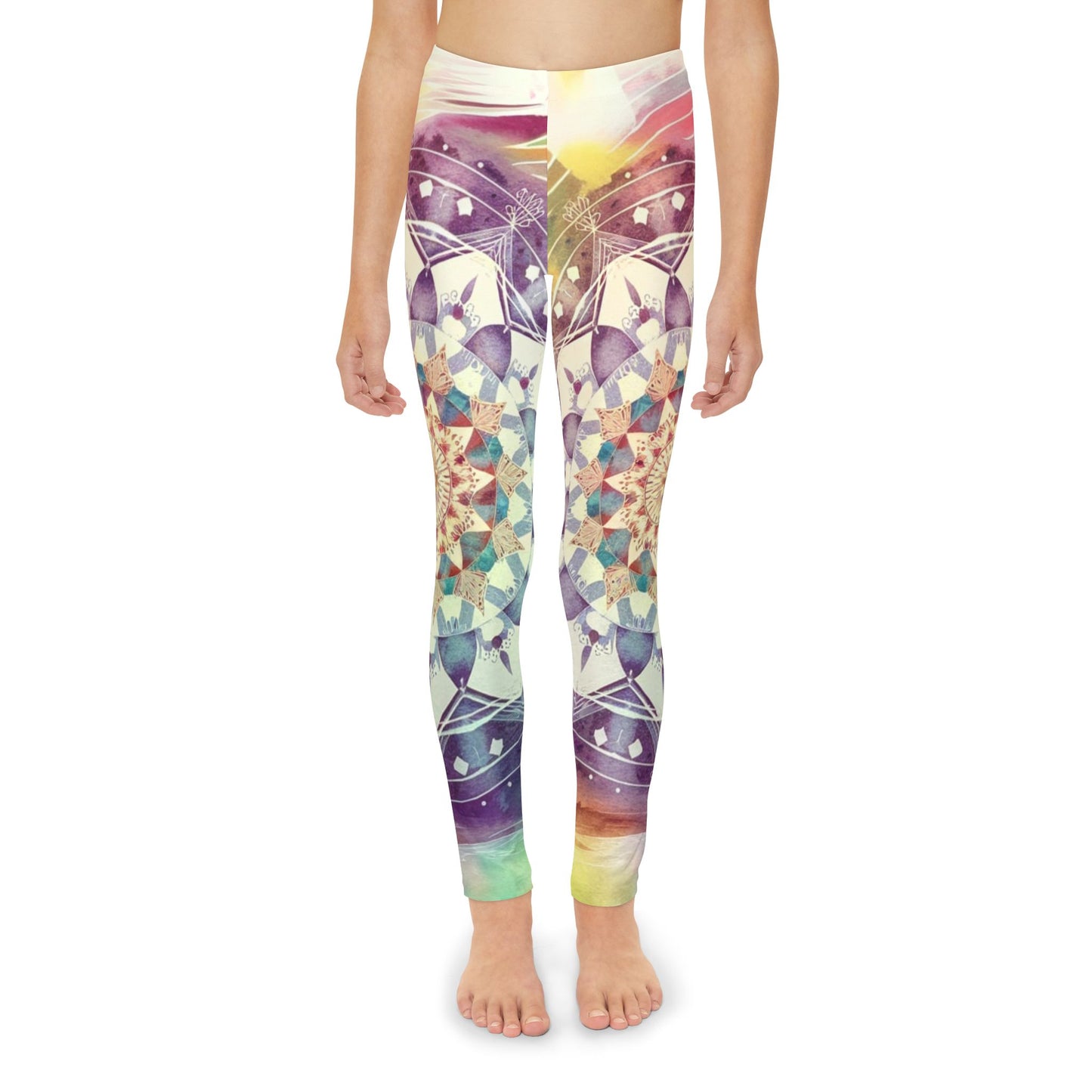 Geometric Pastel Rainbow, Youth Full-Length Leggings (AOP)