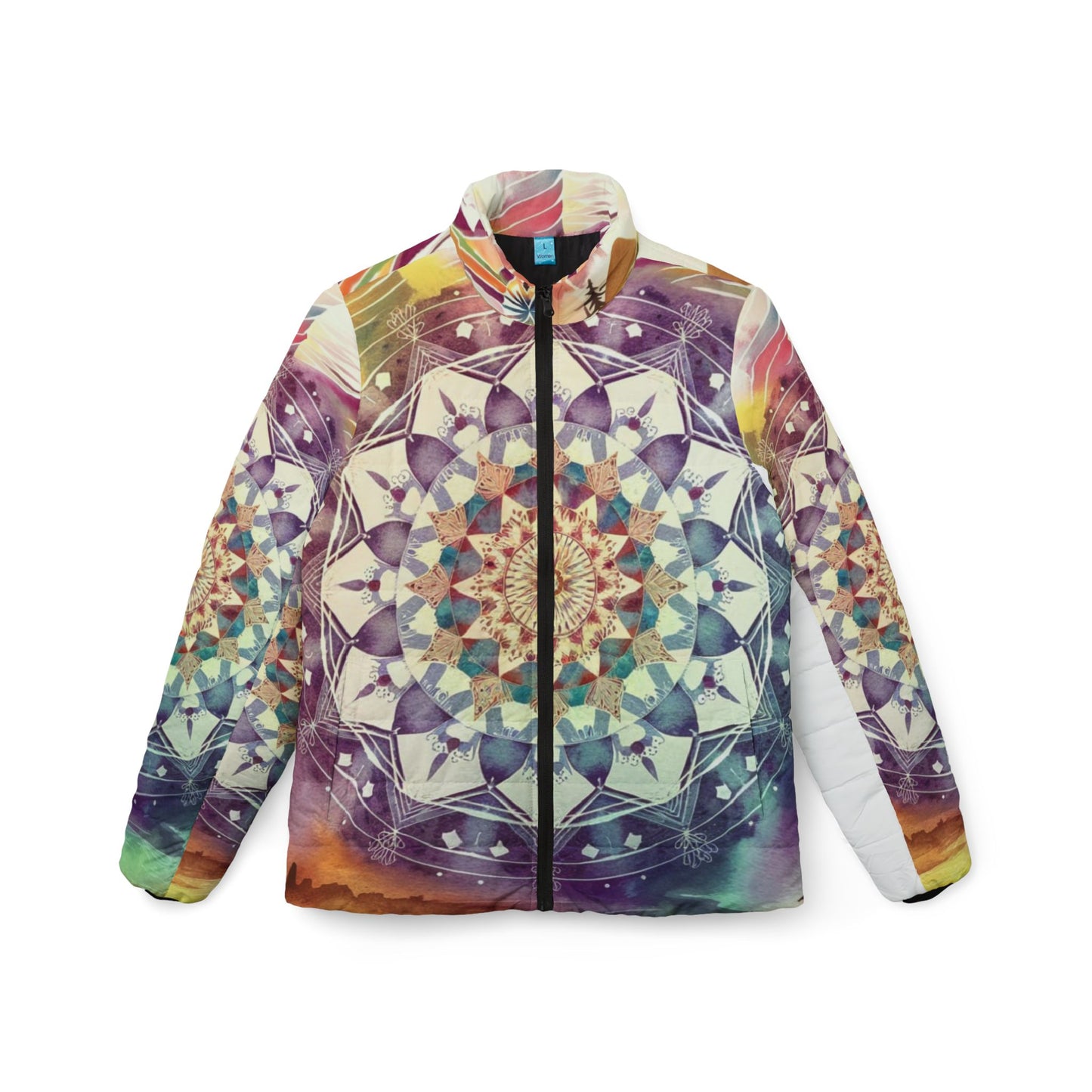 Geometric Pastel Rainbow, Women’s Puffer Jacket (AOP)