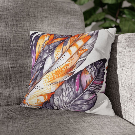 White Feathers, Spun Polyester Square Pillowcase