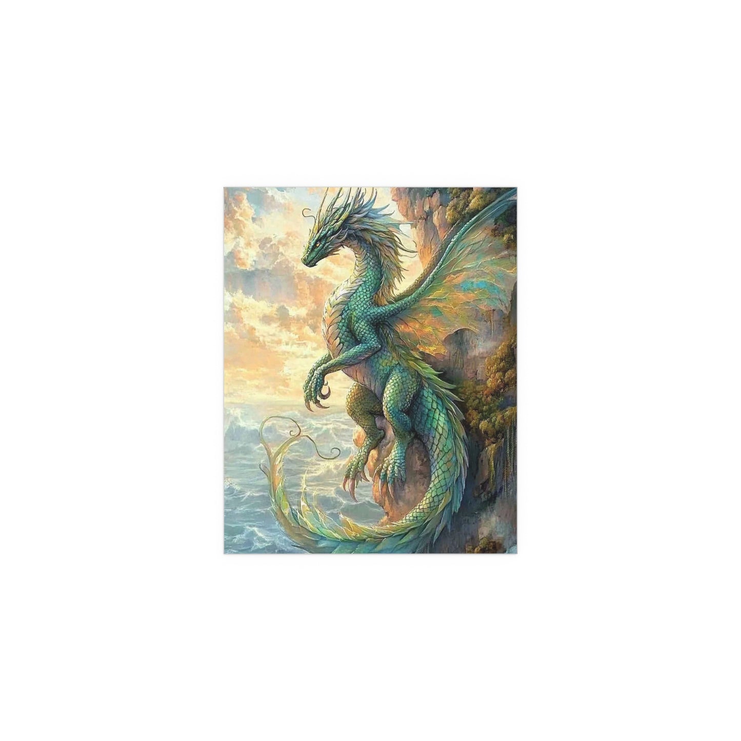 Sunset Watcher, Silk Poster | Fantasy Decor, Wall Art, Home Decor, Dragon Lover Gift, Boho Wall Hanging