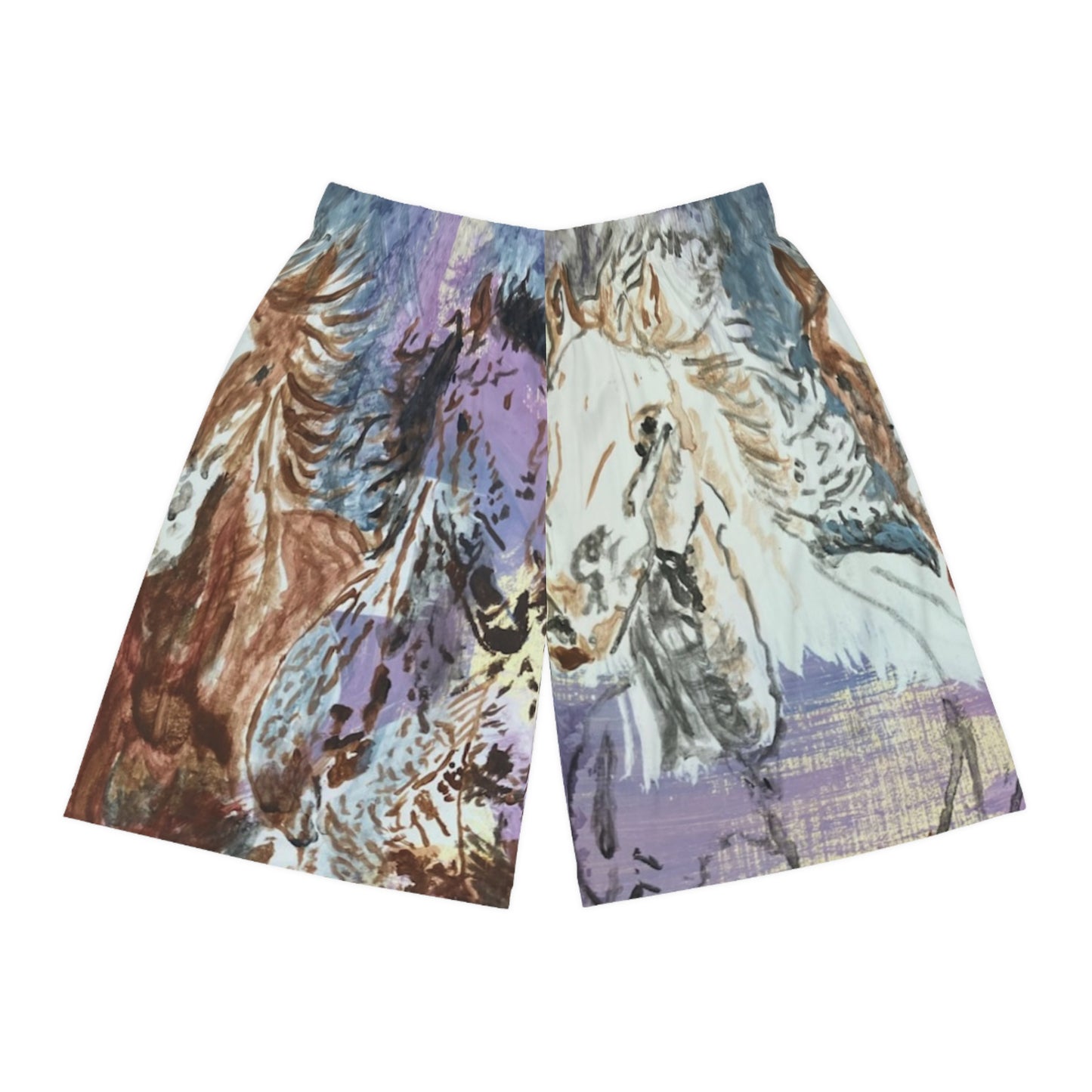 "Free as the Breeze" Basketball Shorts, Summer Sports Wear, Vacation Swim Shorts, Outdoor Activities, Unique Gifts for Horse Lovers