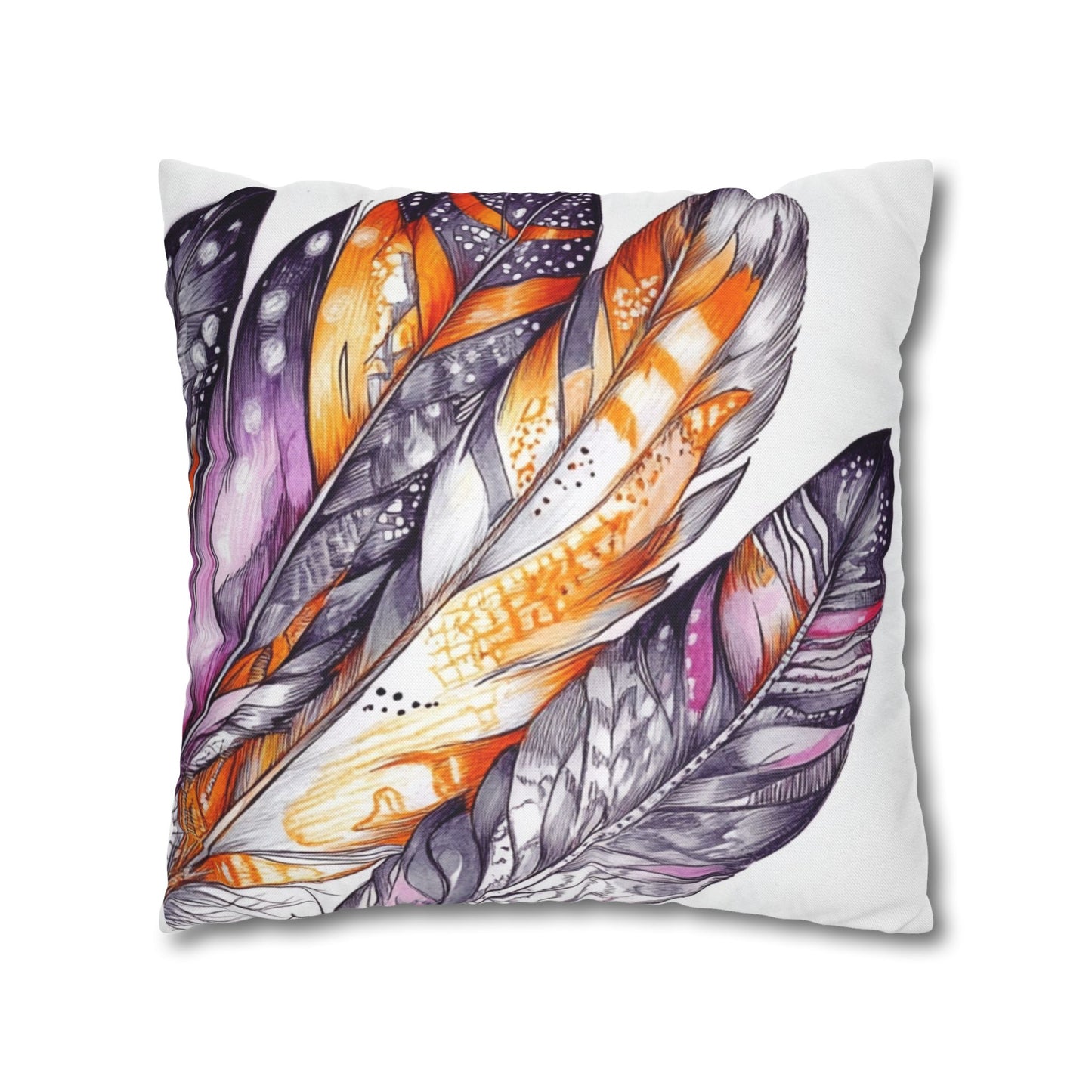 White Feathers, Spun Polyester Square Pillowcase