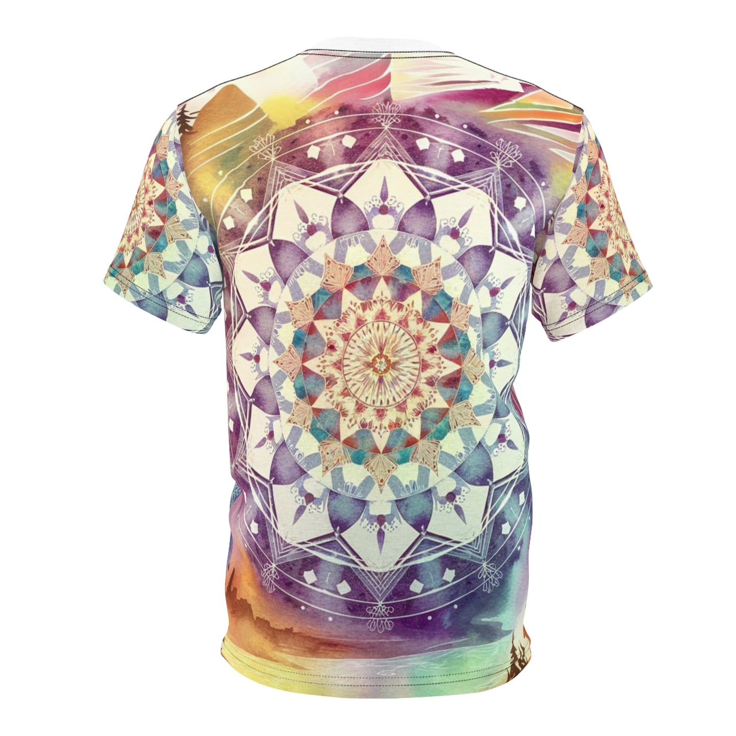 Geometric Pastel Rainbow, Unisex Cut & Sew Tee (AOP)