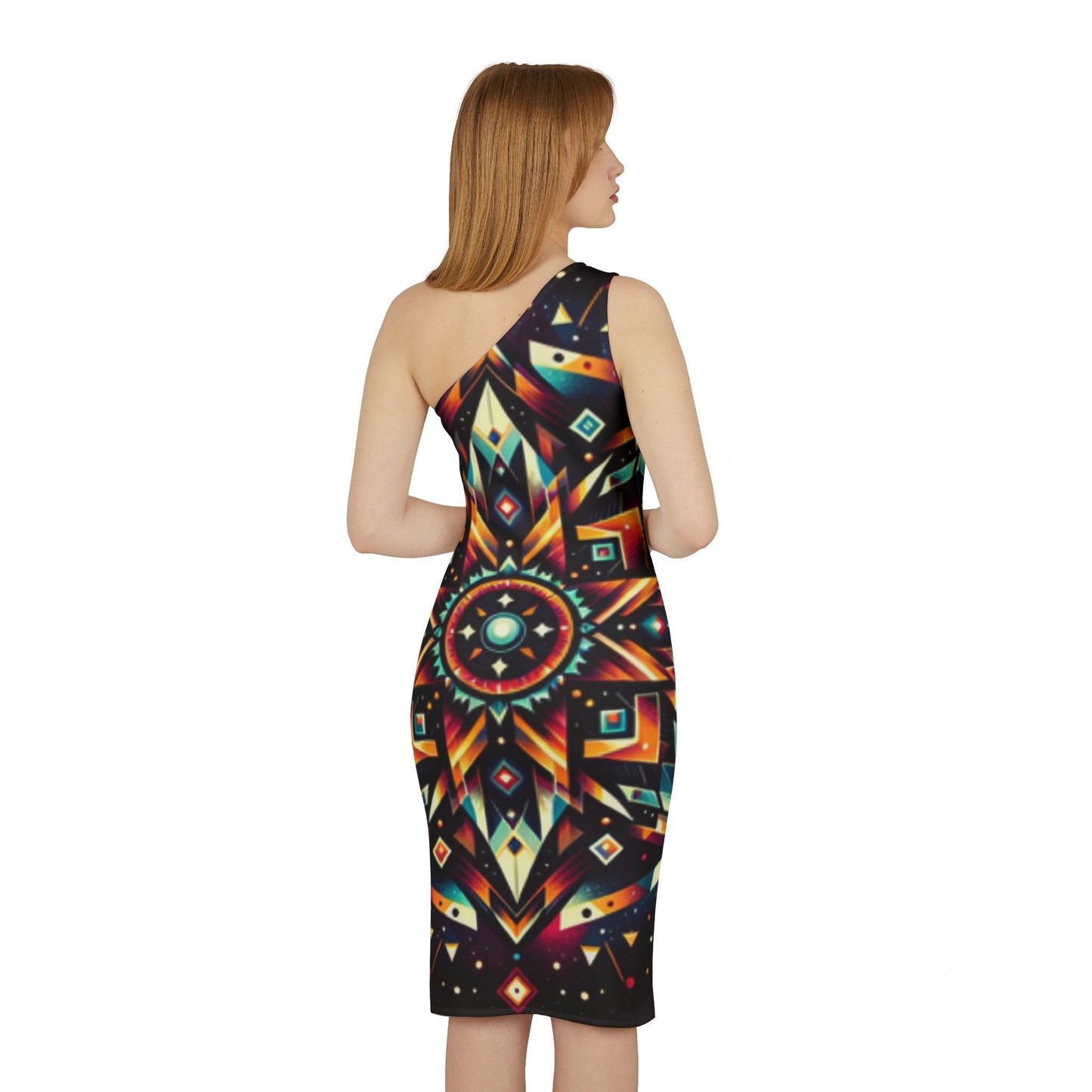 Geometric Tribal, Shoulder Dress (AOP)