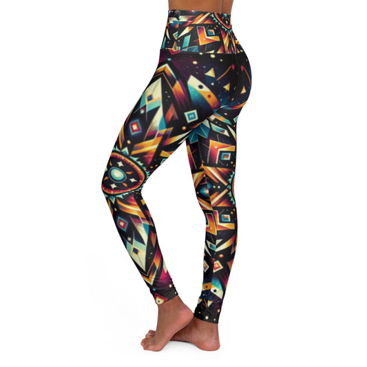 Geometric Tribal, High Waisted Yoga Leggings (AOP)