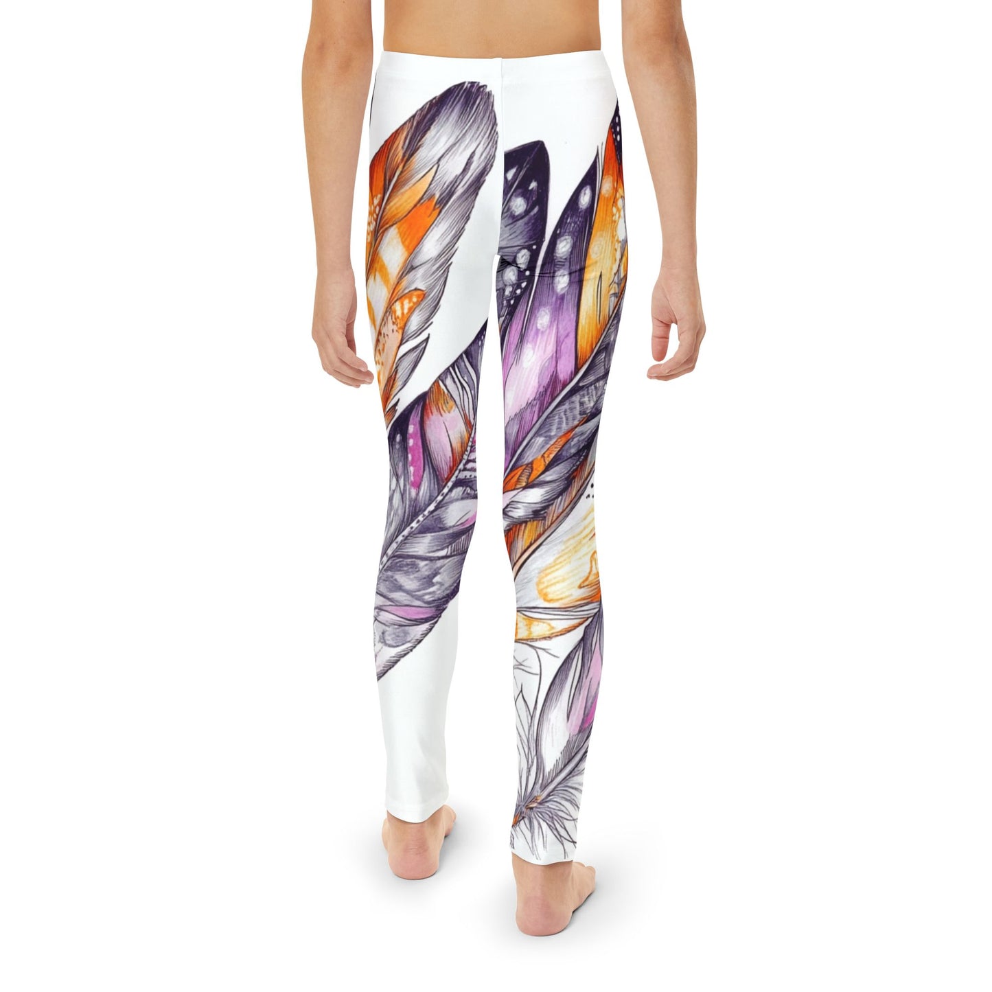 White Feathers,  Unisex Youth Full-Length Leggings (AOP)