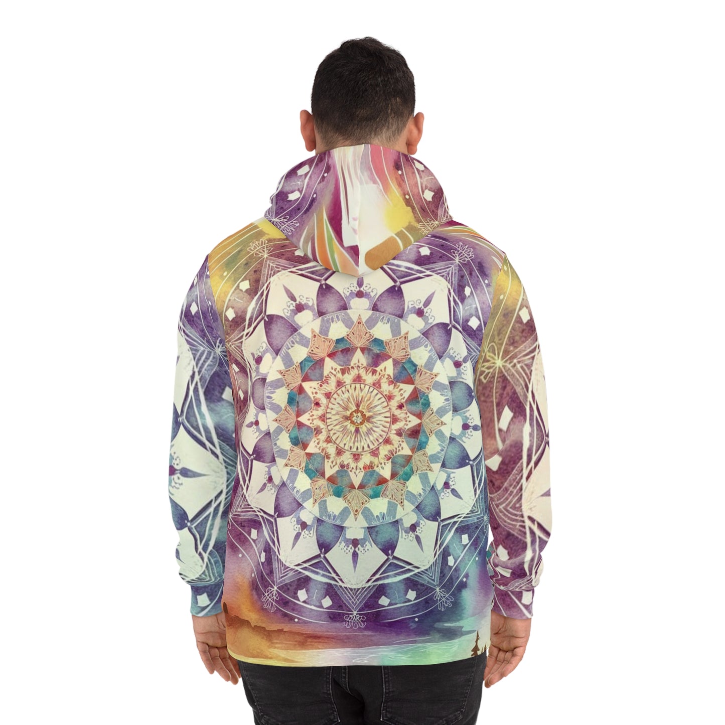 Geometric Pastel Rainbow, Unisex Fashion Hoodie (AOP)