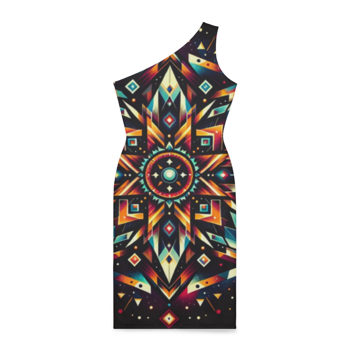 Geometric Tribal, Shoulder Dress (AOP)