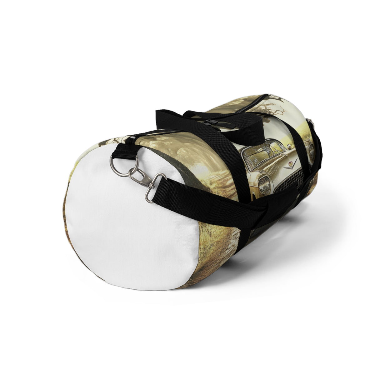 Vintage Golden Cadillac Car Duffel Bag — Retro Roadtrip Travel Gear