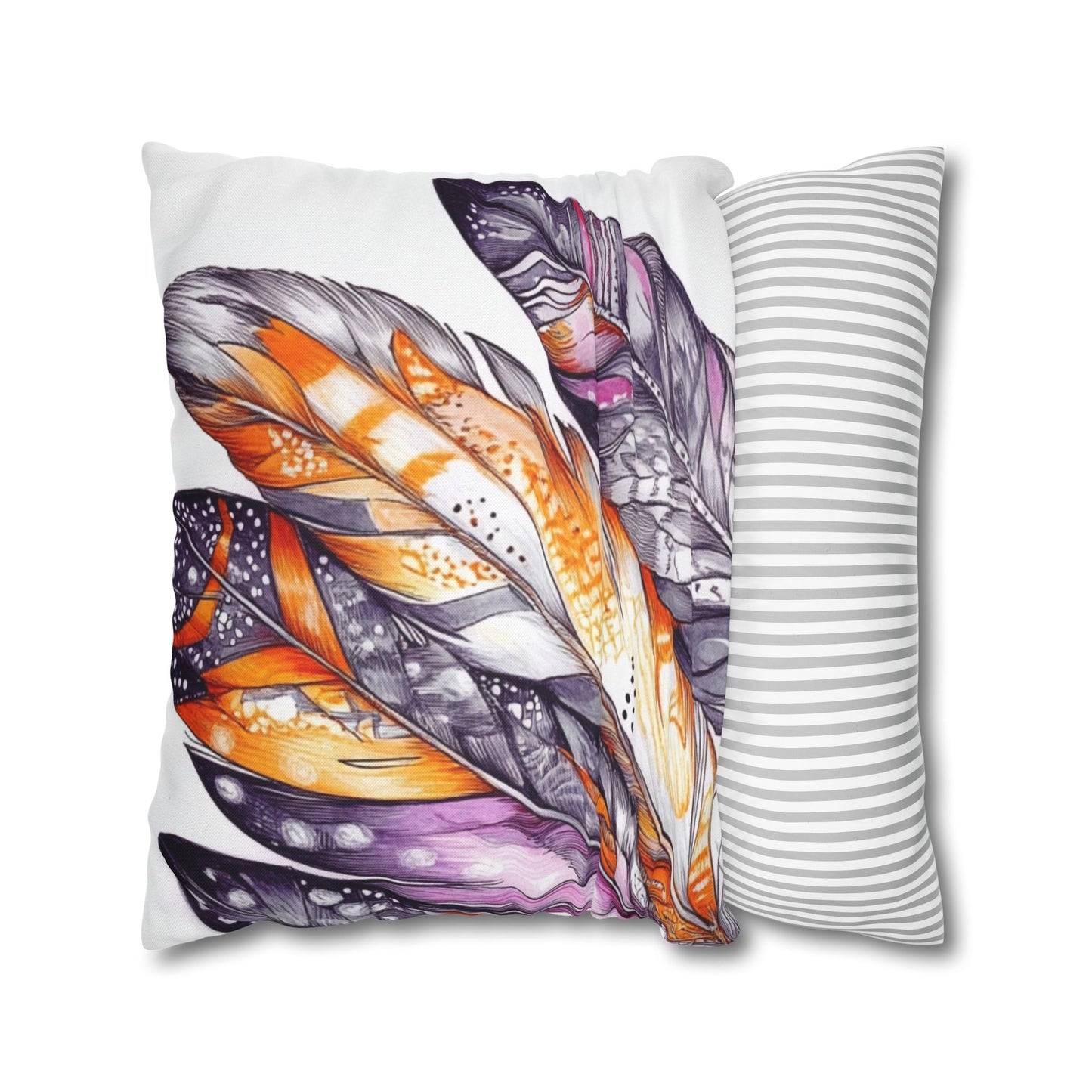 White Feathers, Spun Polyester Square Pillowcase