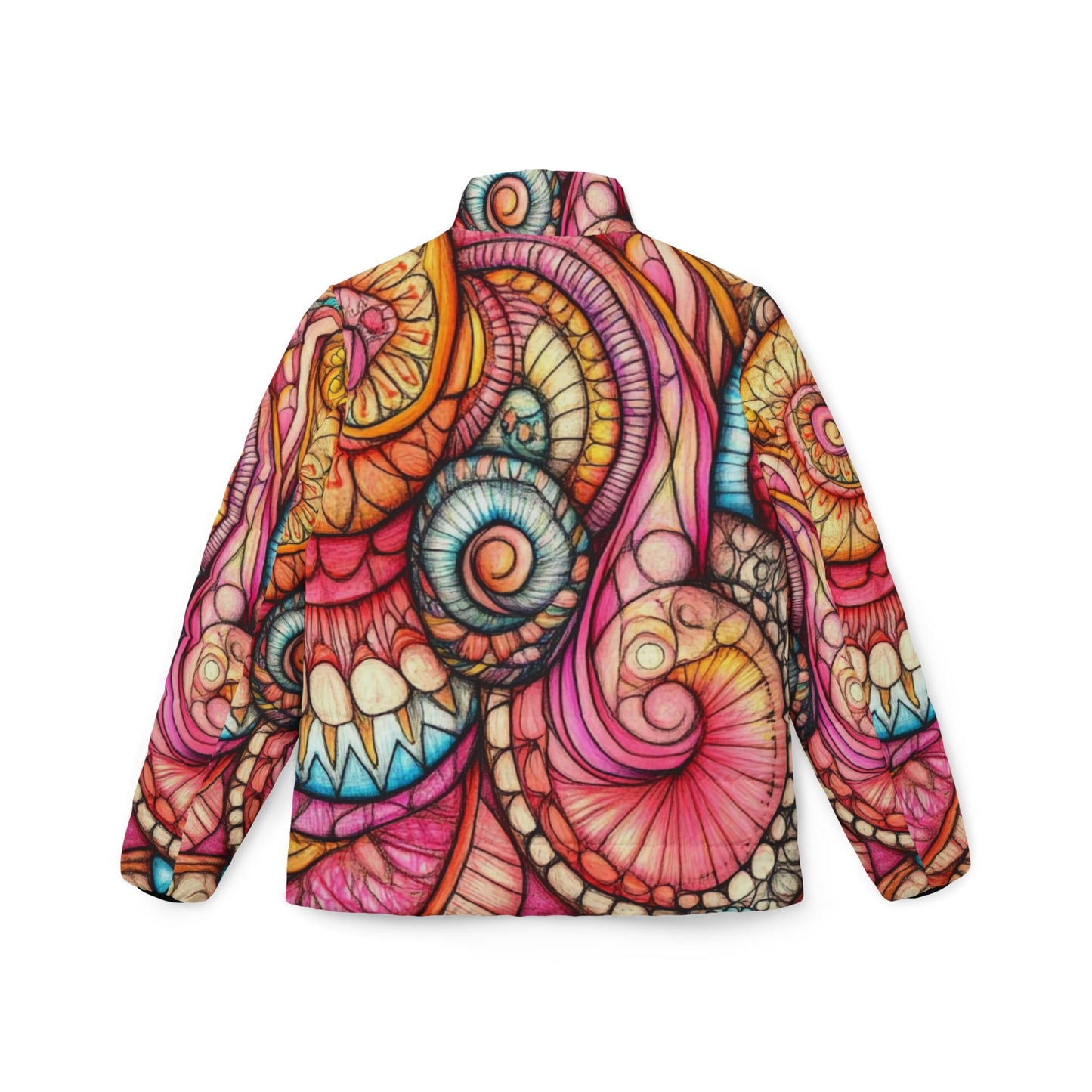 Abstract Seashell, Women’s Puffer Jacket (AOP)