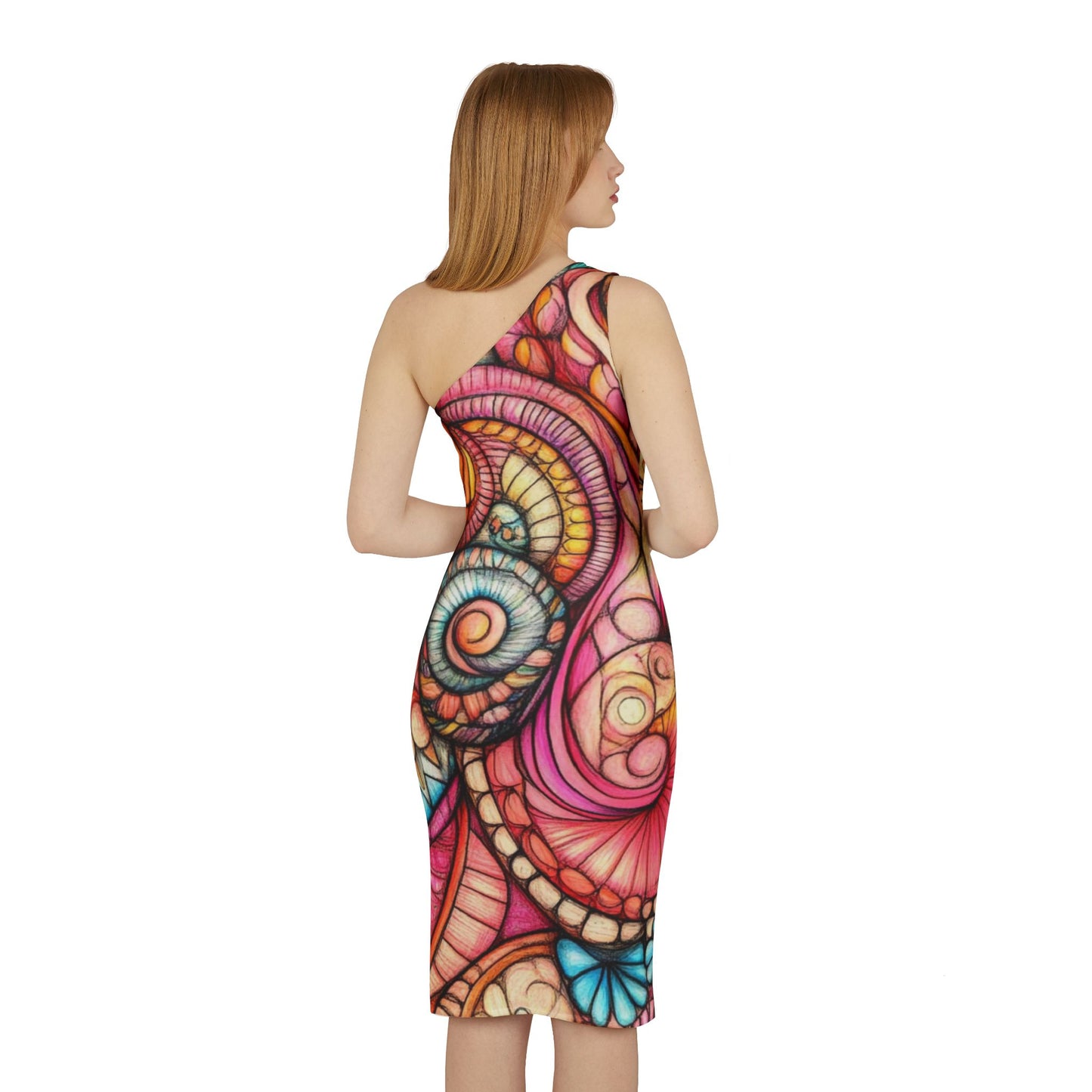 Abstract Seashell, Shoulder Dress (AOP)