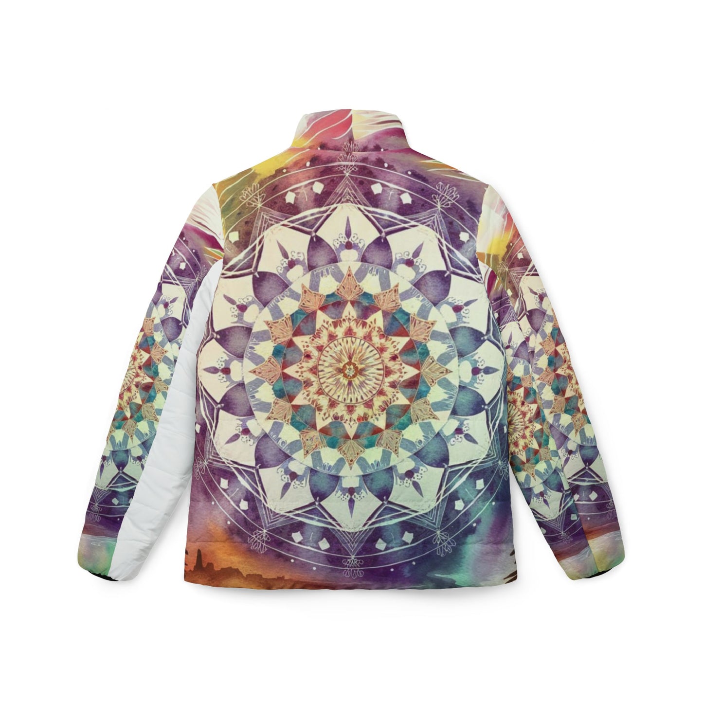 Geometric Pastel Rainbow, Women’s Puffer Jacket (AOP)