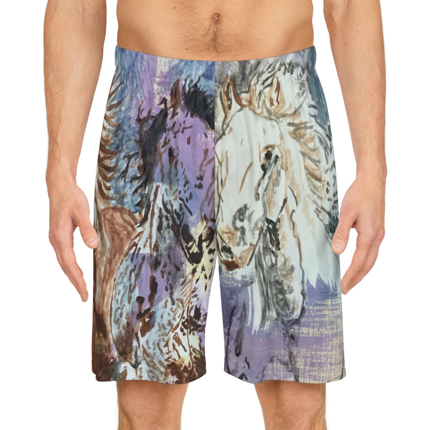 "Free as the Breeze" Basketball Shorts, Summer Sports Wear, Vacation Swim Shorts, Outdoor Activities, Unique Gifts for Horse Lovers