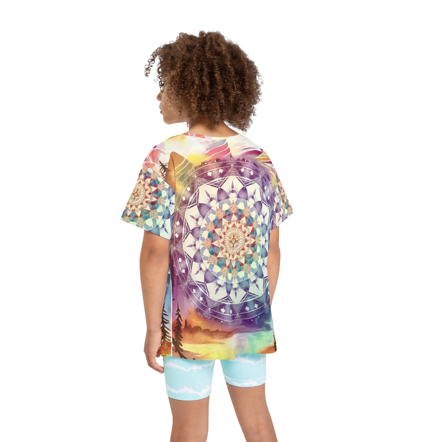 Geometric Pastel Rainbow, Unisex Kids Sports Jersey (AOP)