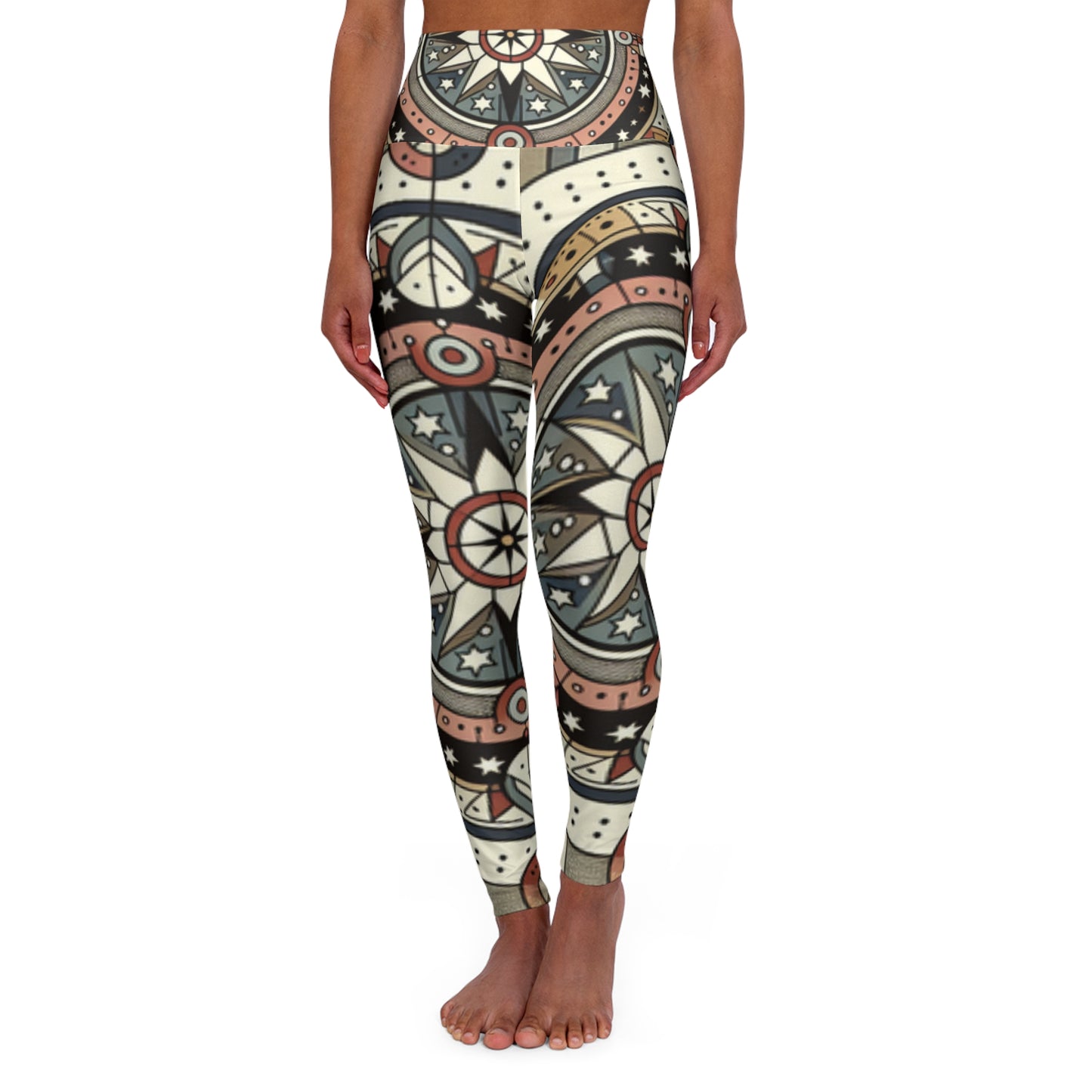 Sandstone, High Waisted Yoga Leggings (AOP)