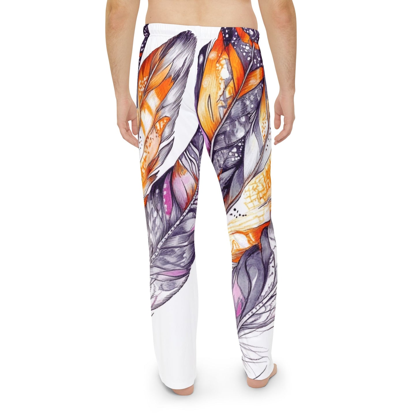 White Feathers, Men's Pajama Pants (AOP)