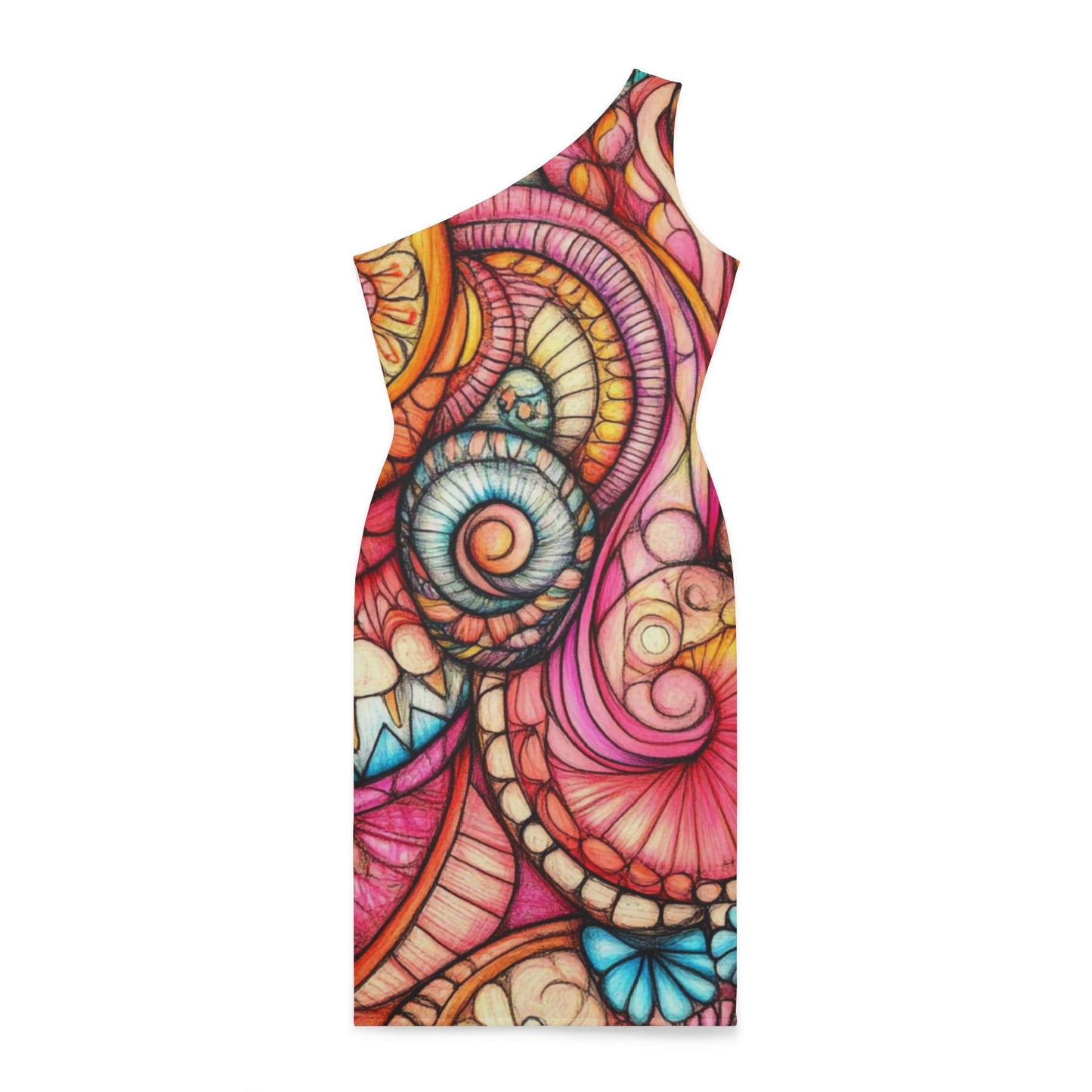 Abstract Seashell, Shoulder Dress (AOP)