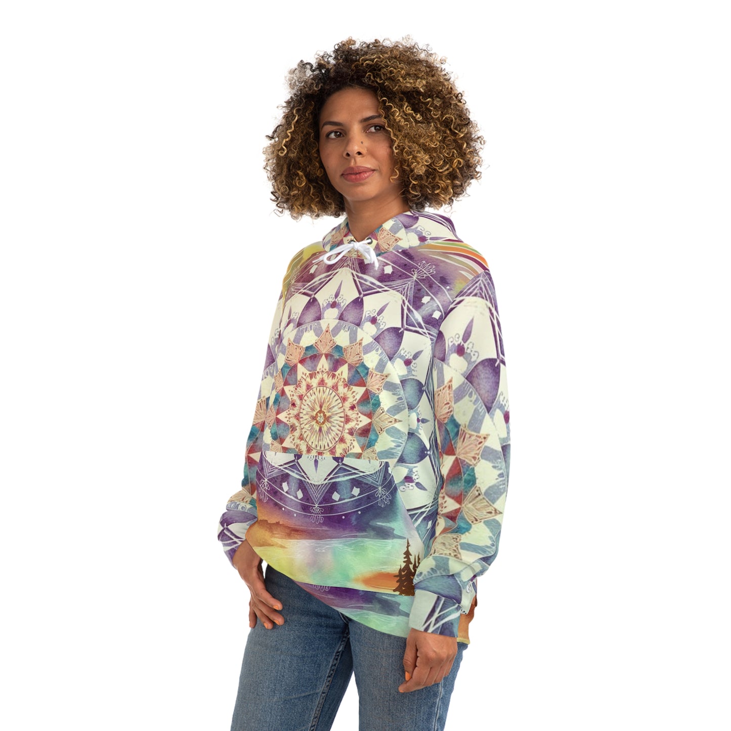 Geometric Pastel Rainbow, Unisex Fashion Hoodie (AOP)