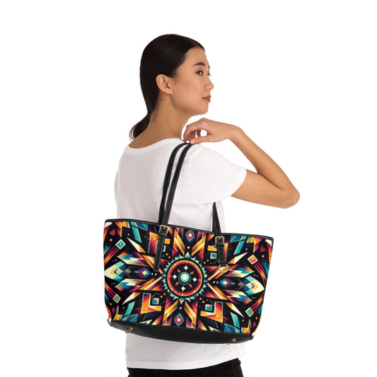 Geometric Tribal, PU Leather Shoulder Bag