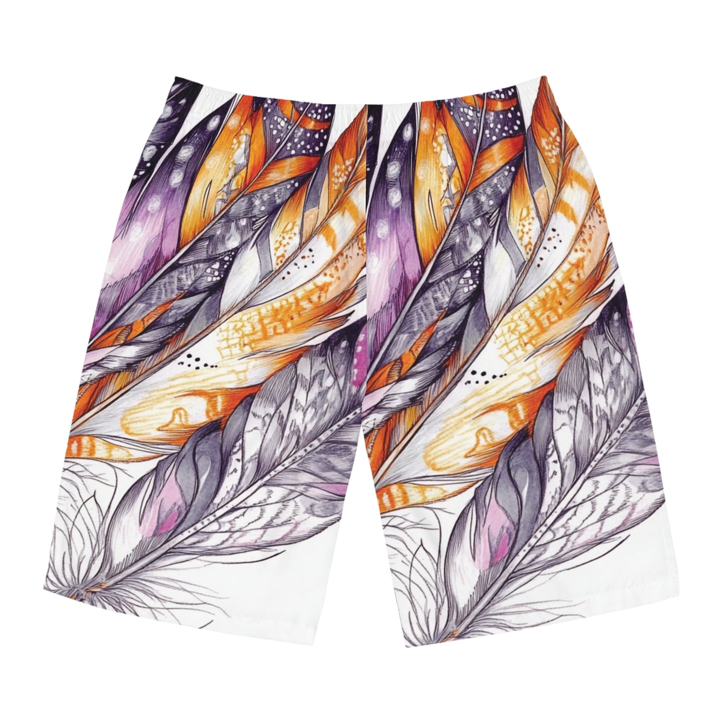 White Feathers, Men's Board Shorts (AOP)