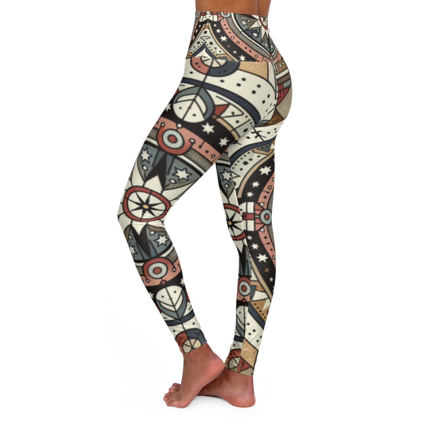 Sandstone, High Waisted Yoga Leggings (AOP)