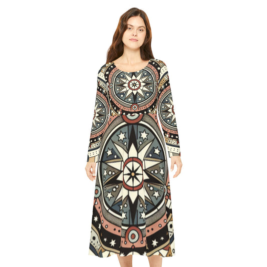 Sandstone, Women's Long Sleeve Dance Dress (AOP)