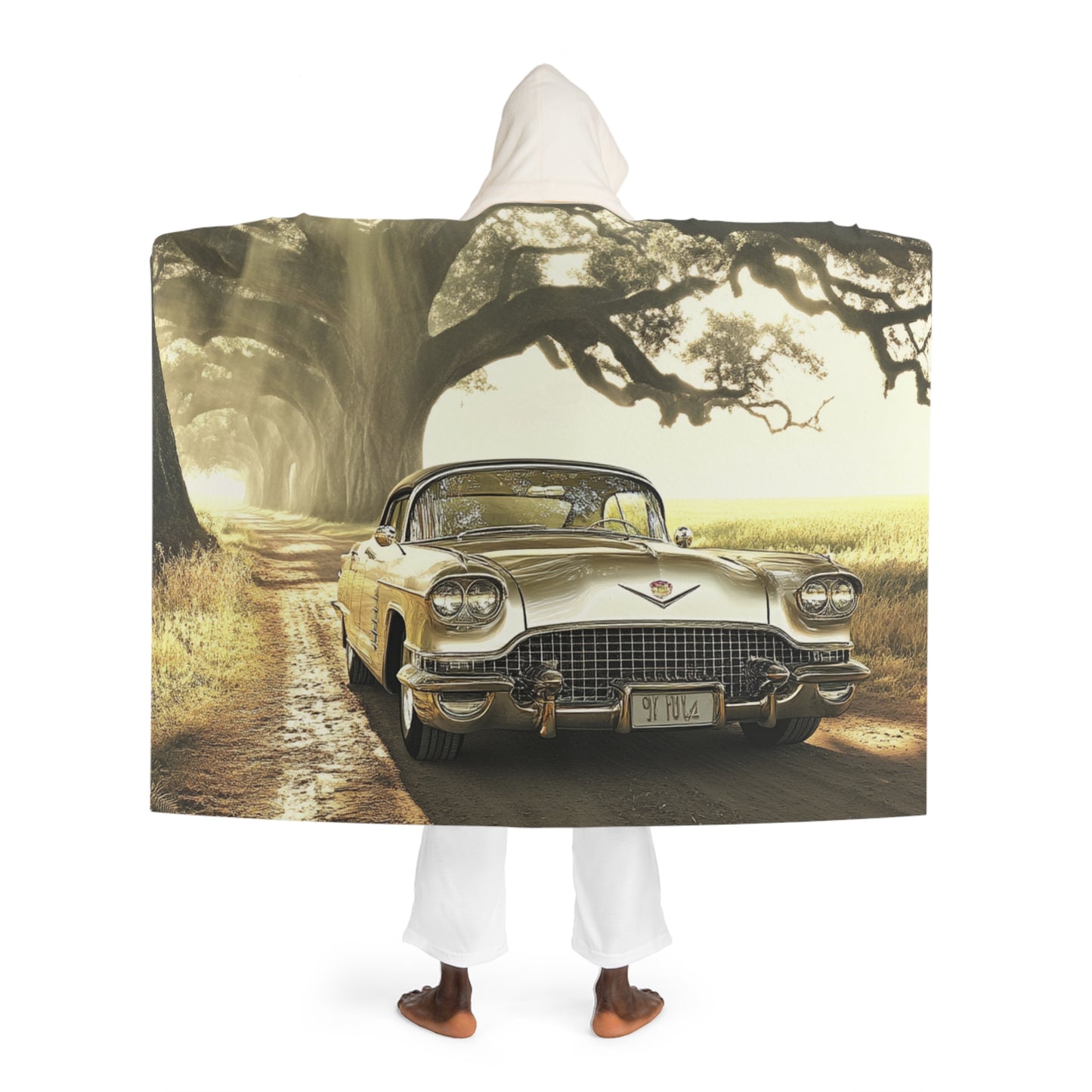 Golden Cadillac – Cozy Nature Scene Hooded Fleece Throw