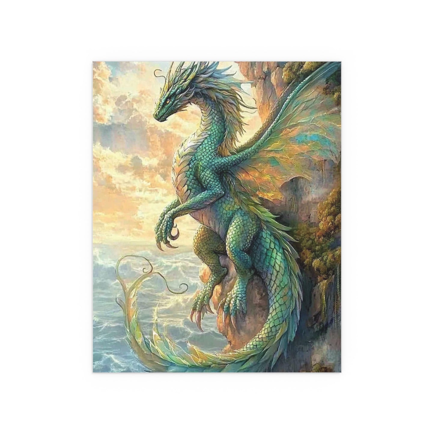 Sunset Watcher, Silk Poster | Fantasy Decor, Wall Art, Home Decor, Dragon Lover Gift, Boho Wall Hanging